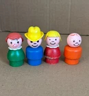 4 Vintage Fisher Price Little People Family Wood Body Figures