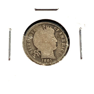 1901 O GOOD Barber Silver Ten Cents Old US Coin ACTUAL DIME SHOWN IN PHOTO.