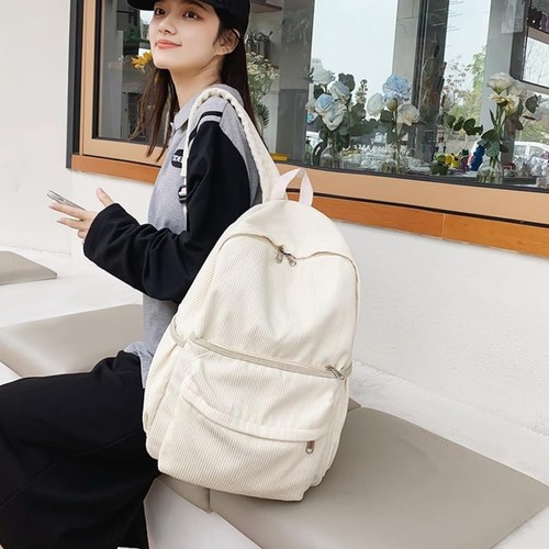 Aesthetic Backpack Cute Backpack Corduroy Backpack School Supplies Laptop Bag... - Picture 3 of 9