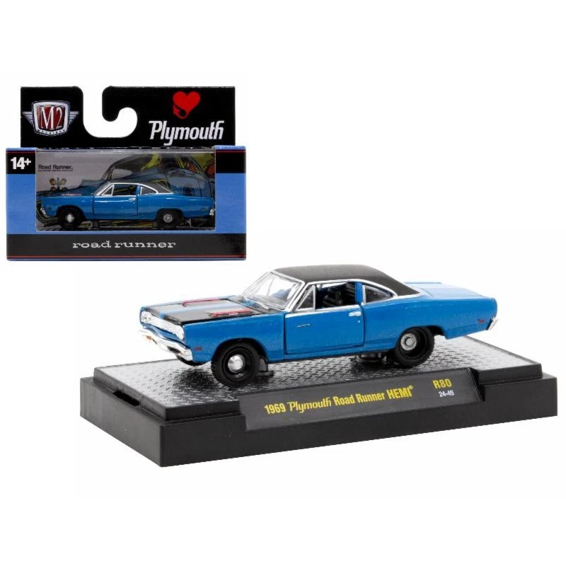PLYMOUTH Road Runner HEMI - 1969 - blue / black - M2 1:64 - Immagine 2 di 4