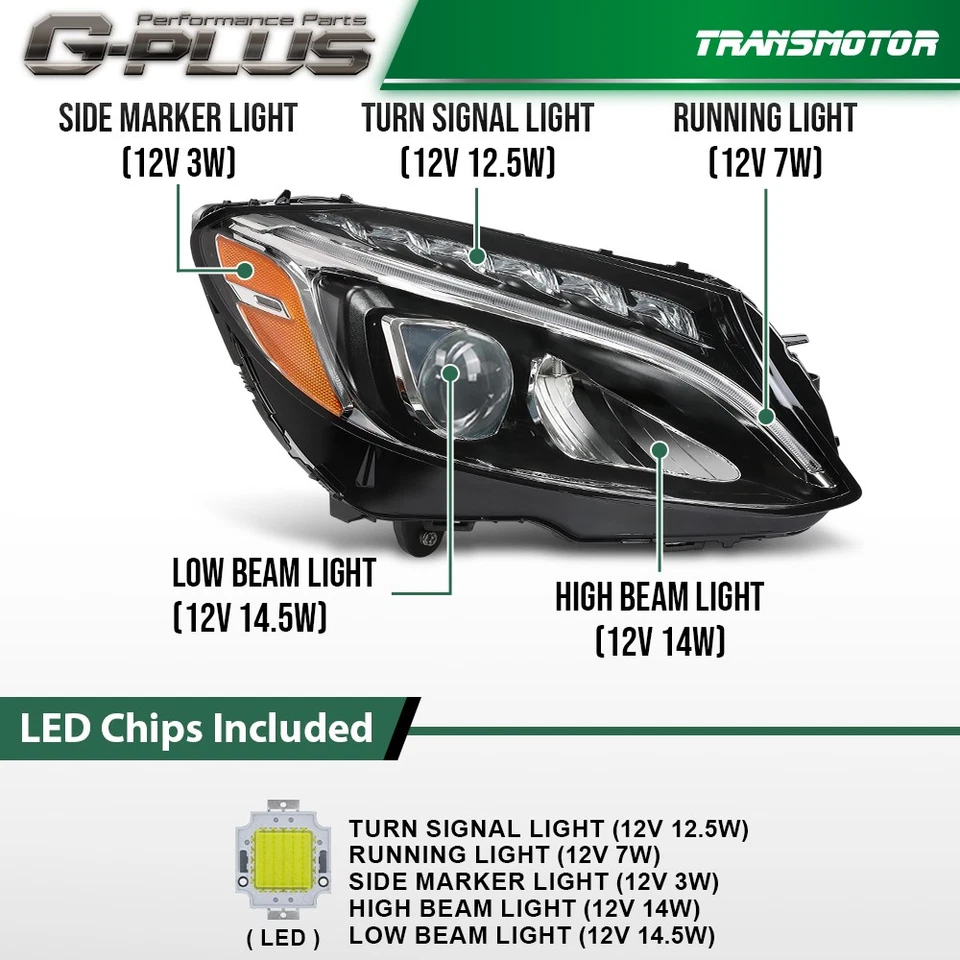 Faro LED lado derecho apto para Mercedes Benz C43 AMG C300 2015-2018 clase C derecha Foto 3 de 4