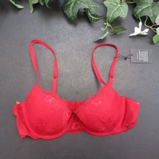 Scandale Women's Red 34B Lace Underwire Padded Balconette Bra