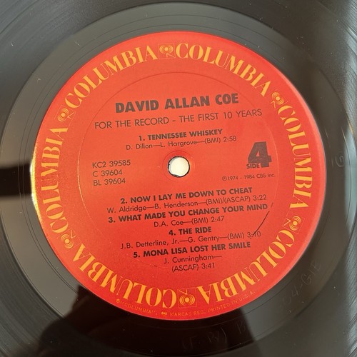 David Allan Coe For The Record The First 10 Years 2XLP OG 1984 VG++ To NM Shrink - Foto 7 di 7
