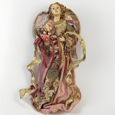 Christmas Victorian Angel Tree Topper With Floral Accents 13&rdquo;H