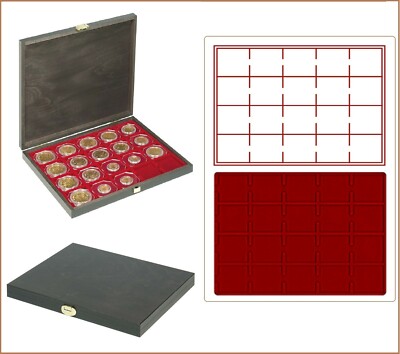 LINDNER S2491-2722E CARUS Münzkassette Rot 20x 50mm Für Leuchtturm Quadrum