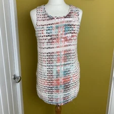NEXT White, Blue & Brown Sequin Vest Top - Size 10 - Party NEW RRP £35