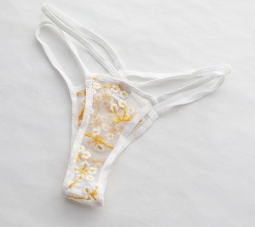 Women Sexy Bra Set Halter embroidery Mesh Bra+thongs Lingerie Bodysuit White S - Picture 9 of 9
