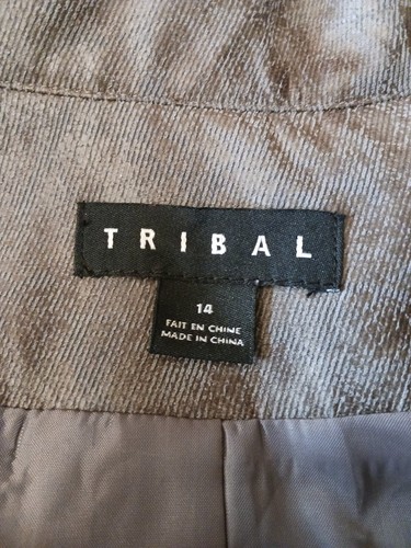 NEW NWT Tribal Gray Jacket Womens 14 Half-Zip Front Pockets "Distressed Look" - Picture 2 of 9