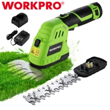 WORKPRO 12V 2 in 1 Cordless Grass Shear Shrubbery Trimmer Handheld Hedge Trimmer