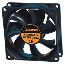 Xscorpion 5" Square Cooling Fan w/ 1" Depth 12 Volt Rotary Plastic Amplifier