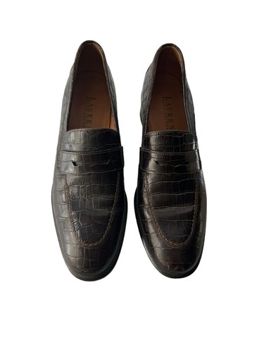 Lauren Ralph Lauren Women's Penny Loafers Sz 6b- Brown Croc Print- Block Heel- - Picture 8 of 17