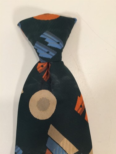 Vintage Sears Tie - Blue And Orange Novelty Pattern - 4" Wide - Picture 4 of 8