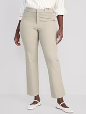 Old Navy High Rise Pixie Straight Ankle Pants Womens 14 Beige Stretch NEW
