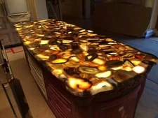 Agate Table Top, Yellow Agate Counter Top, Agate Geode, Agate Home Table Decors