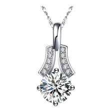 Silver Plated Pendant Necklace Rolo Chain With CZ For Women Fashion Jewelry