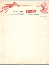 Miller Bros. Circus Letterhead Lion & Tamer Pigeon Forge, TM c1956 Scarce