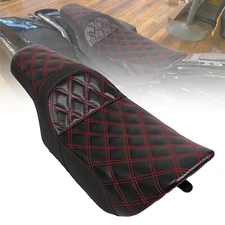 Black + Red Stitching Driver Passenger Seat For Harley Road King Classic FLHRC