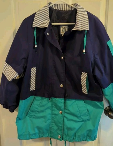 Vintage 1980's Or 90's Braetan Coat Jacket White Blue Buttons Size Small - Picture 2 of 7