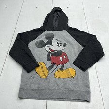 Disney Park Gray Black Mickey Mouse Graphic Hoodie Youth Boys Size Large