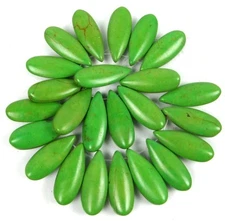 25 Apple Green Howlite Turquoise Briolette Teardrop Beads 25x10mm