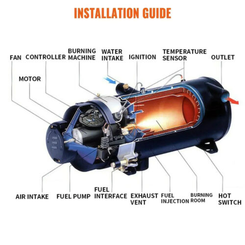 VEVOR 12V/24V 10kw Wasser Heizung Auto Vorwärmer Diesel Heizung Parkplatz Heizun - Afbeelding 8 van 18