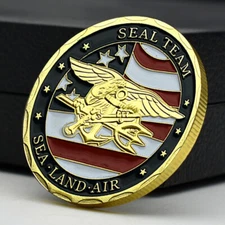 US Sea·Land·Air Golden Commemorative Medal Seal Team Military Challenge Coin