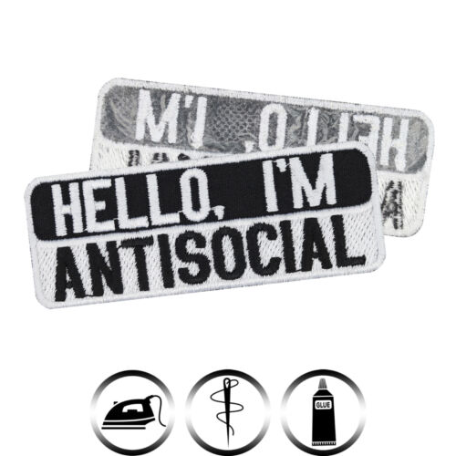 Aufnäher Biker Hello. I'm Antisocial Aufbügler Fun Patch Applikation 80x30mm - Bild 4 von 8