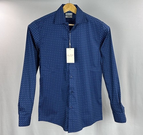 LUCKY BRAND Dress Shirt Men Medium 15-15.5 34/35 Blue Long Sleeve Button-Up Slim - Picture 2 of 13