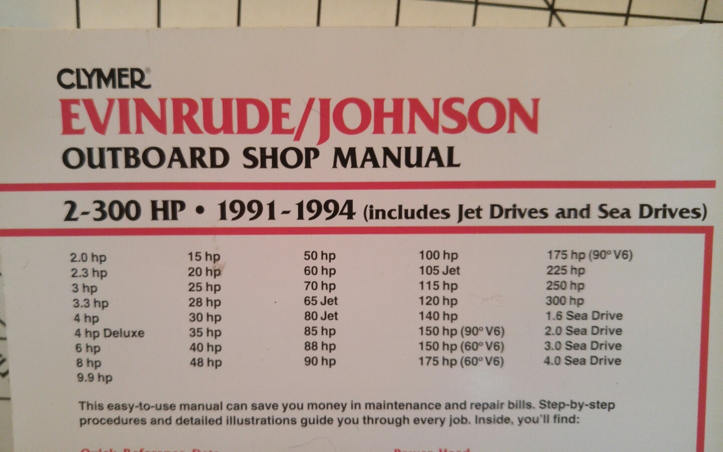 Evinrude/Johnson Outboard - 2-300 Hp, 1991-1994 (Includes Jet Drives and  Sea Drives) by Clymer Publications Staff and Penton Staff (2000, Paperback)  | eBay