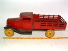 * 1930s Steelcraft? Pressed Steel Toy Stake Truck15in Long With Wood Wheels !