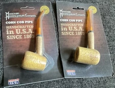 Missouri Meerschaum Corn Cob Pipe 1 each BENT & STRAIGHT Stem UnSmoked 6" NEW