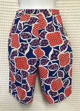Vintage 1960s XS/Small Bermuda Shorts Blue Bold Graphic Print Cotton 4th July