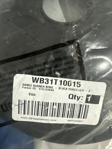 GE ORIGINALTEIL 8 ZOLL SCHWARZ PORZELLAN BRENNEN WB31T10015 ~ 2 STÜCK - Bild 4 von 4