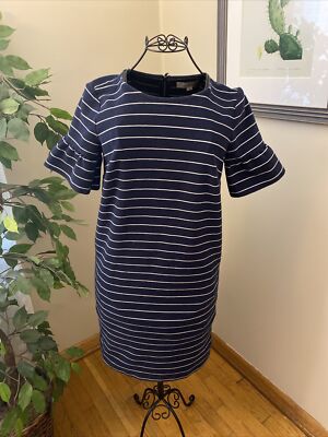 ann taylor loft blue dress white LS size XL NWT fits straight and relaxed Ann Taylor Loft Blue Dress
