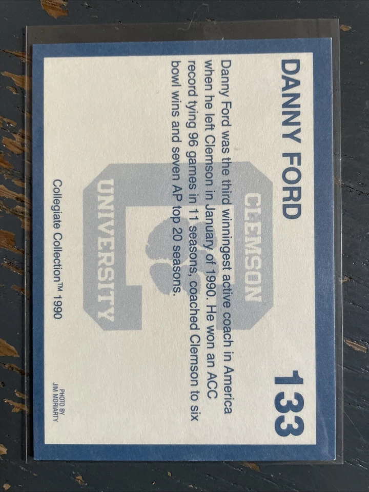 Danny Ford Signed 1990 Clemson Collegiate Collection Card 133 - Image 2 of 2