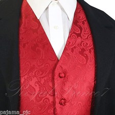 Red / Red XS to 6XL Paisley Tuxedo Suit Dress Vest Waistcoat Wedding Party Prom