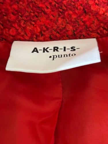 Akris Punto Womens Red Fringe Tweed Jacket Made In Italy Size 10 - Picture 4 of 13