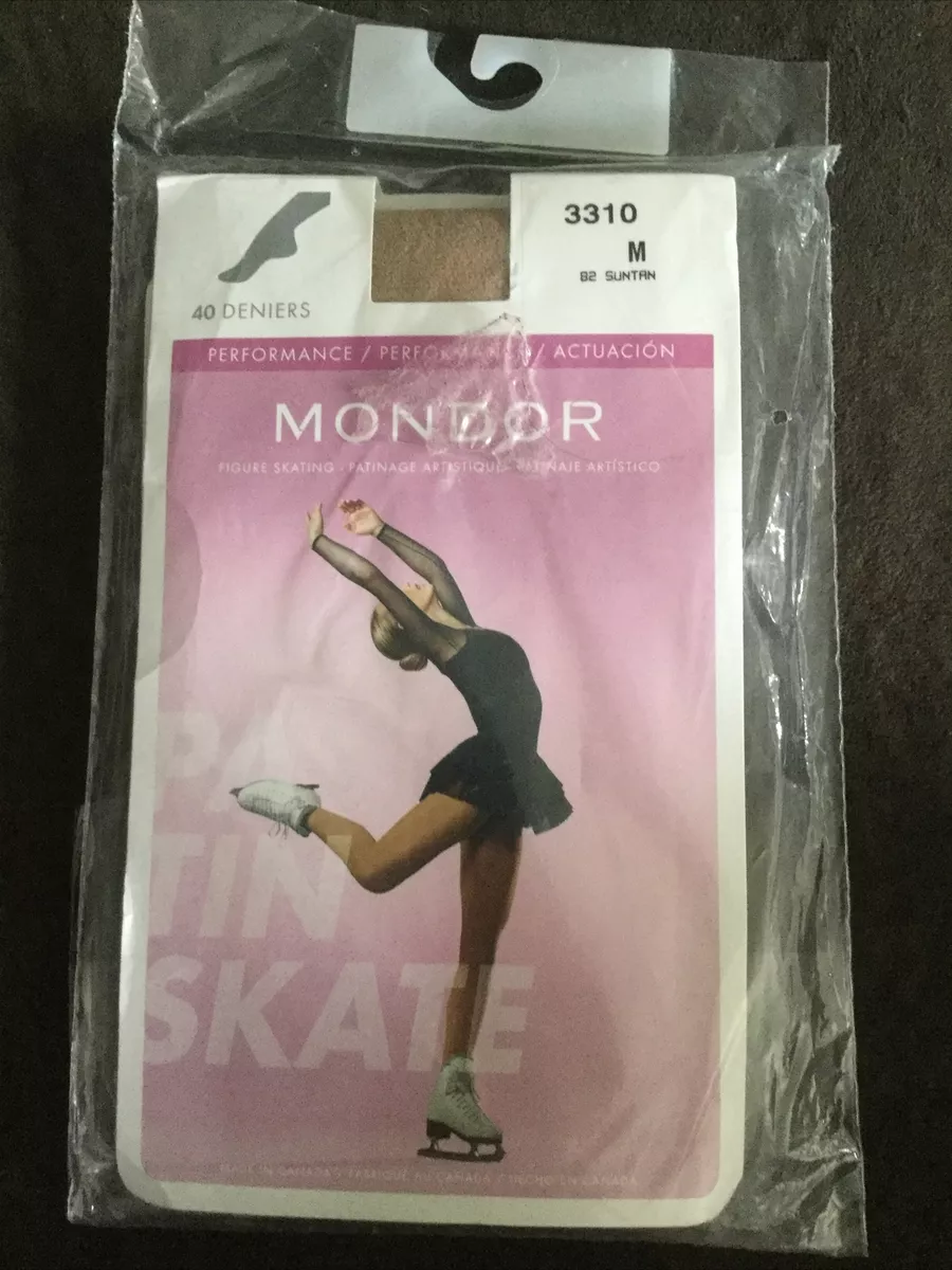 Mondor Figure Skating Tights Nylons Suntan 3310 Womens Medium 40 Deniers New