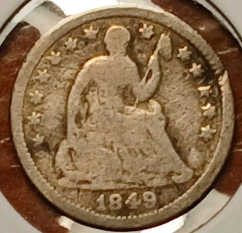 1849 Seated Liberty Half Dime Bent