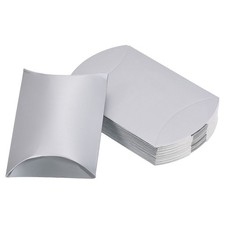 Pillow Boxes, 100Pcs Wedding Gift Boxes 3.5 x 2.6 Inch for Wedding Silver Tone