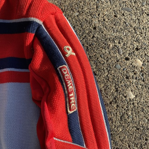 Vintage Demetre Ski Sweater Padded Blue Red Navy Quarter Zip XS - Picture 2 of 5