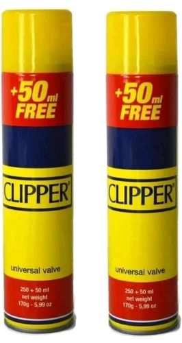 2pc Clipper Butane Gas Universal Fluid Fuel Lighter Refill 300ML UK Seller