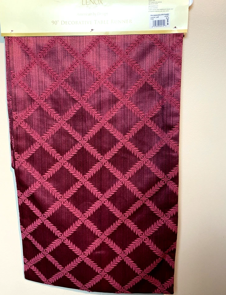 Lenox Laurel Leaf Cranberry Color Table Runner 14” X 90” New Never Used Elegant - Image 3 of 4