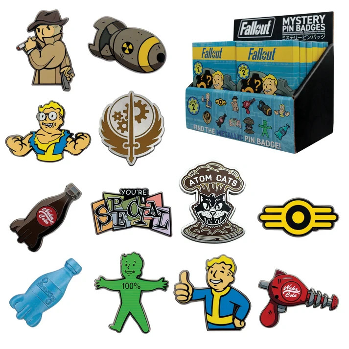 Fallout Mystery Pin Badge 12 Blind Boxes + Display Case Official