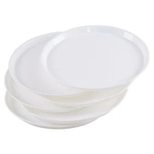 6-Pack Round Restaurant Serving Trays Durable Plastic Fast Food Tray White