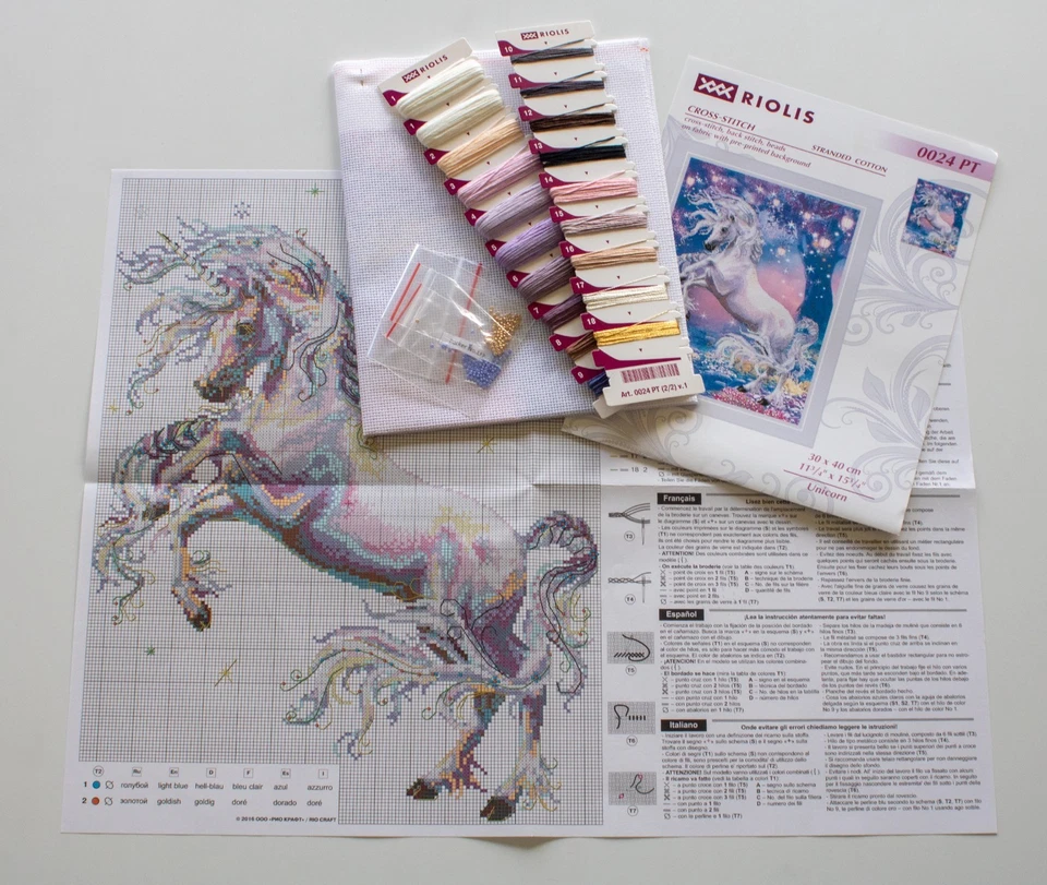 Kit de punto de cruz contado RIOLIS 0024 PT unicornio. Criatura en un bosque de cuento de hadas Foto 4 de 4