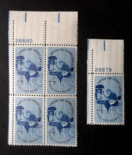 1960 Employ the Handicapped - Cat # 1155 Plate Block and Single 4c Stamps MNH OG