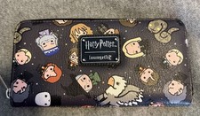 Cartera descansada Harry Potter con cremallera alrededor con cremallera plateada etiqueta dura personajes chibi