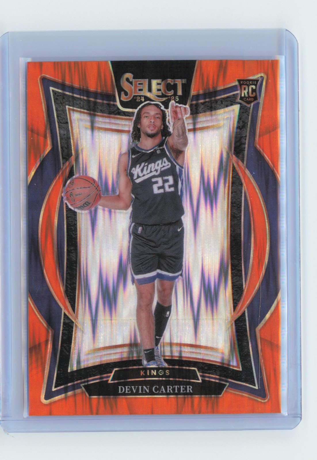 2024-25 Panini Select Devin Carter Orange Flash Prizm #92 Sacramento Kings
