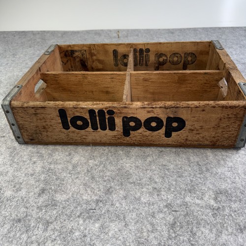 Vintage Lollipop Lolli Pop Soda Bottle Wood Wooden Box Crate 1973